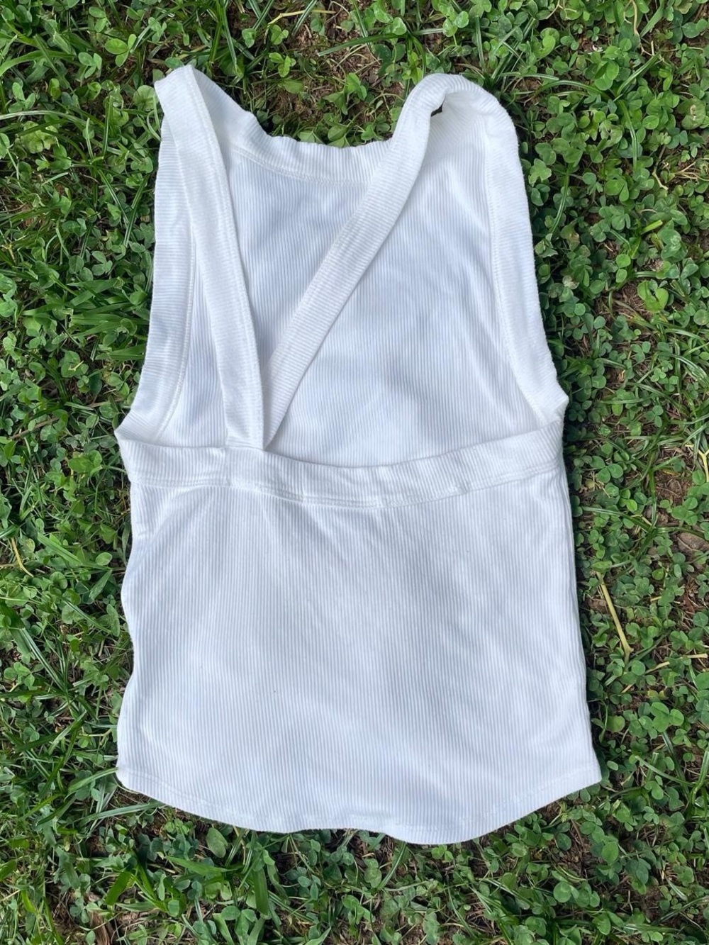 White Ribbed Open Back Tank Top✨ - Picture 6 of 6